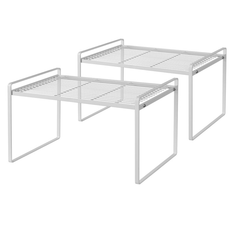Shantton 2Pack Kitchen Cabinet Shelf Counter Organizer Rack Pantry Storage Bathroom Bedroom Office Table Desk Space Saving Stackable Rust Resistant Non Slip White Tall Wide L161in W106in H95in