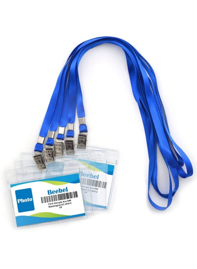 Beebel Lanyards With Id Holder 50 Pcs Clear Plastic Horizontal Waterproof Ziplock Id Nametag Holder Bulk Lanyard Clip Name Tag Badge Holder - Image 1