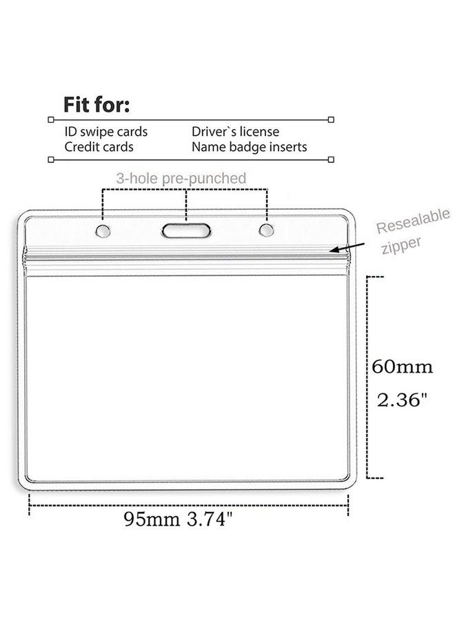 Beebel Lanyards With Id Holder 50 Pcs Clear Plastic Horizontal Waterproof Ziplock Id Nametag Holder Bulk Lanyard Clip Name Tag Badge Holder - Image 2