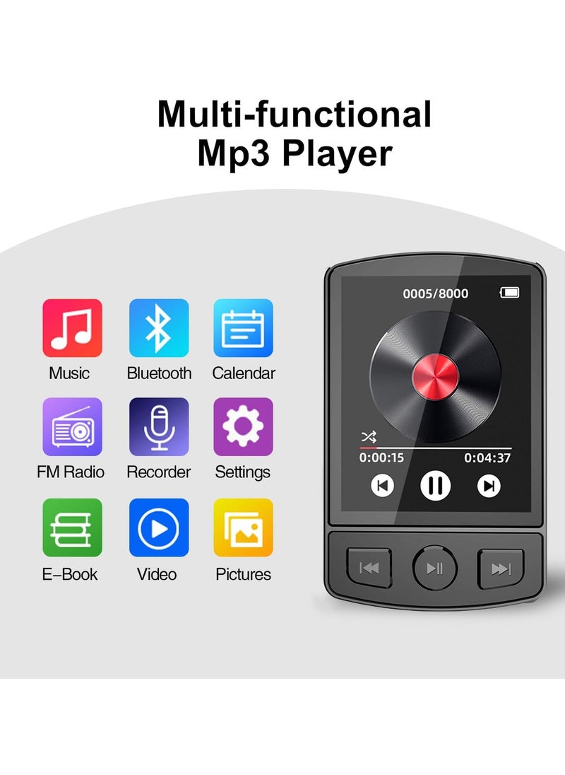 General 32GB Mp3 Player with Clip, Portable Mp3 Mp4 Music Player with Bluetooth 5.0, 1.8-Inch HD Full Touch Screen, Voice Recorder, High Fidelity Lossless Sound Music Player with HD Speaker  - Image 2