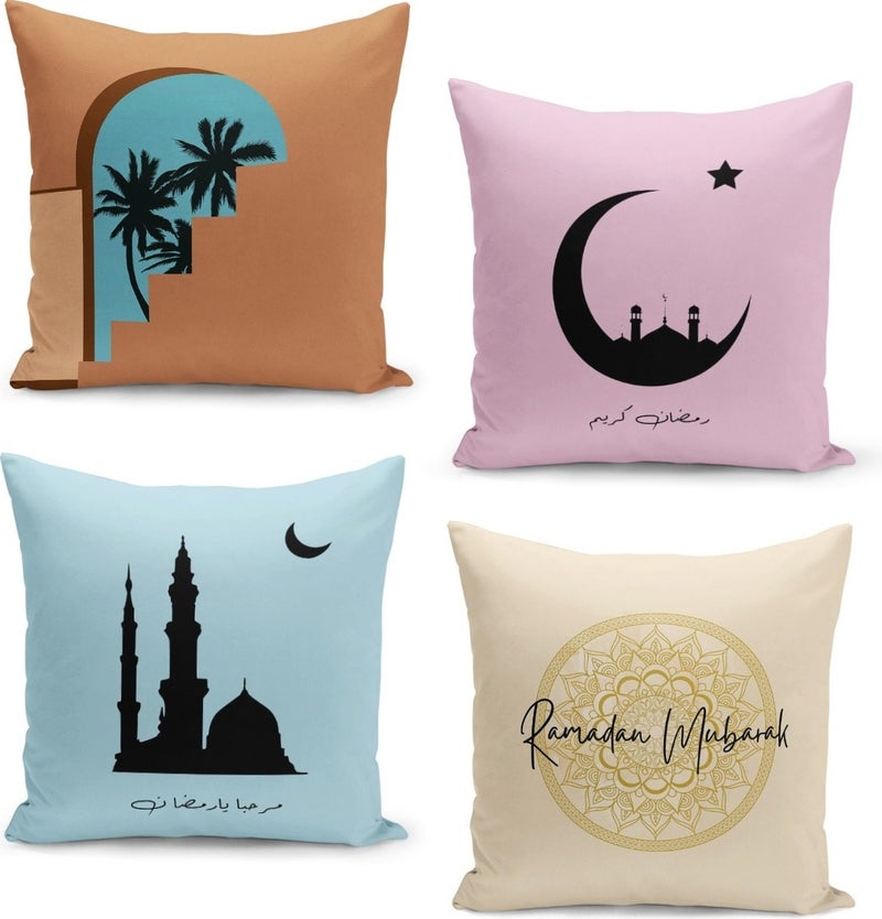 Filamente 4-Piece Cushion Cover Set Ramadan Special Pattern Double-Sided Digital Printed 