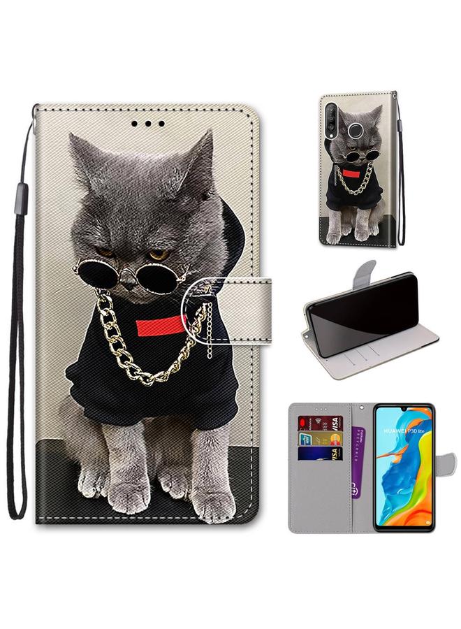 S-TOP Case For Huawei P30 Lite Coloured Drawing Cross Texture Horizontal Flip PU Leather Case with Holder & Card Slots & Wallet & Lanyard - Image 1