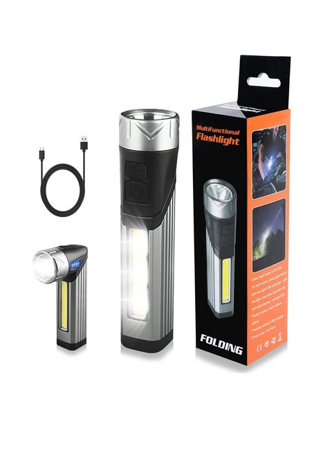 USB Rechargeable Torch, Mini LED Torch Light, Super Bright IP65 Waterproof Torch, 7 Modes with Ideal Flashlight for Camping, Emergency, Indoor and Outdoor Use [Energy Class A+++]