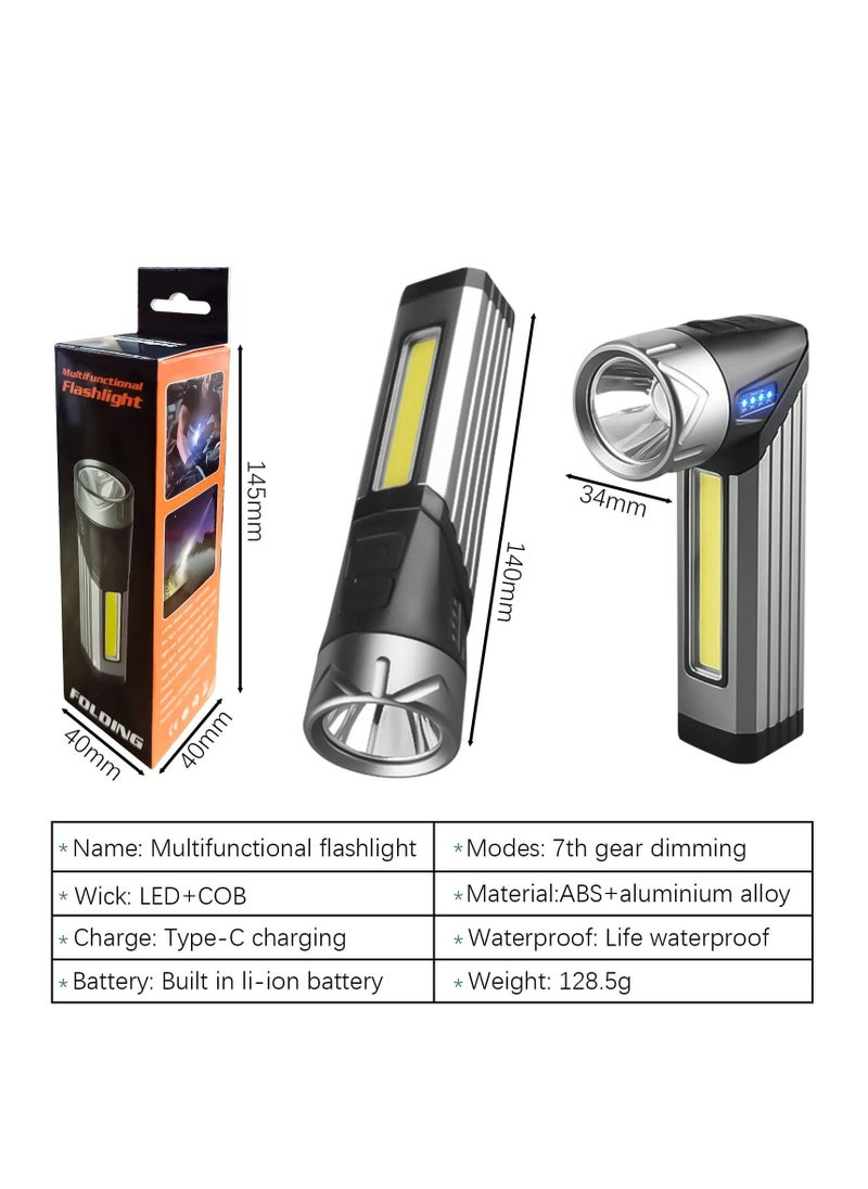 Generic - USB Rechargeable Torch, Mini LED Torch Light, Super Bright IP65 Waterproof Torch, 7 Modes with Ideal Flashlight for Camping, Emergency, Indoor and Outdoor Use [Energy Class A+++] - Image 1