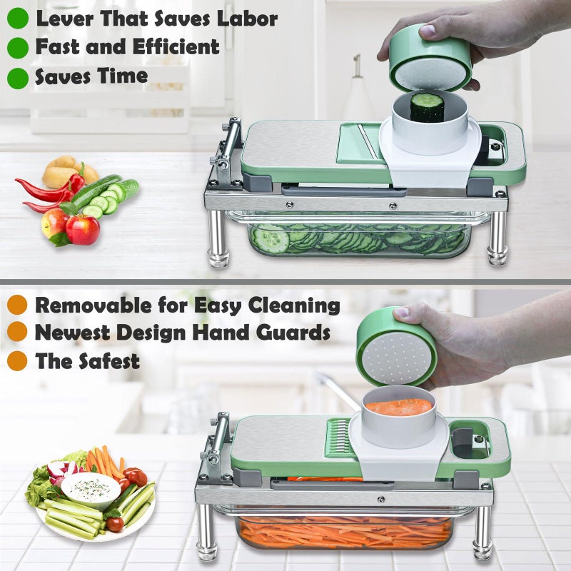 Moeuonb All-in-1 Vegetable Chopper with 8 Blades - Mandoline Slicer-Pro Food Chopper with Container - Veggie Salad Onion Chopper - Potato Dicer French Fry Cutter - Cheese Grater - Stainless Steel material - Image 3