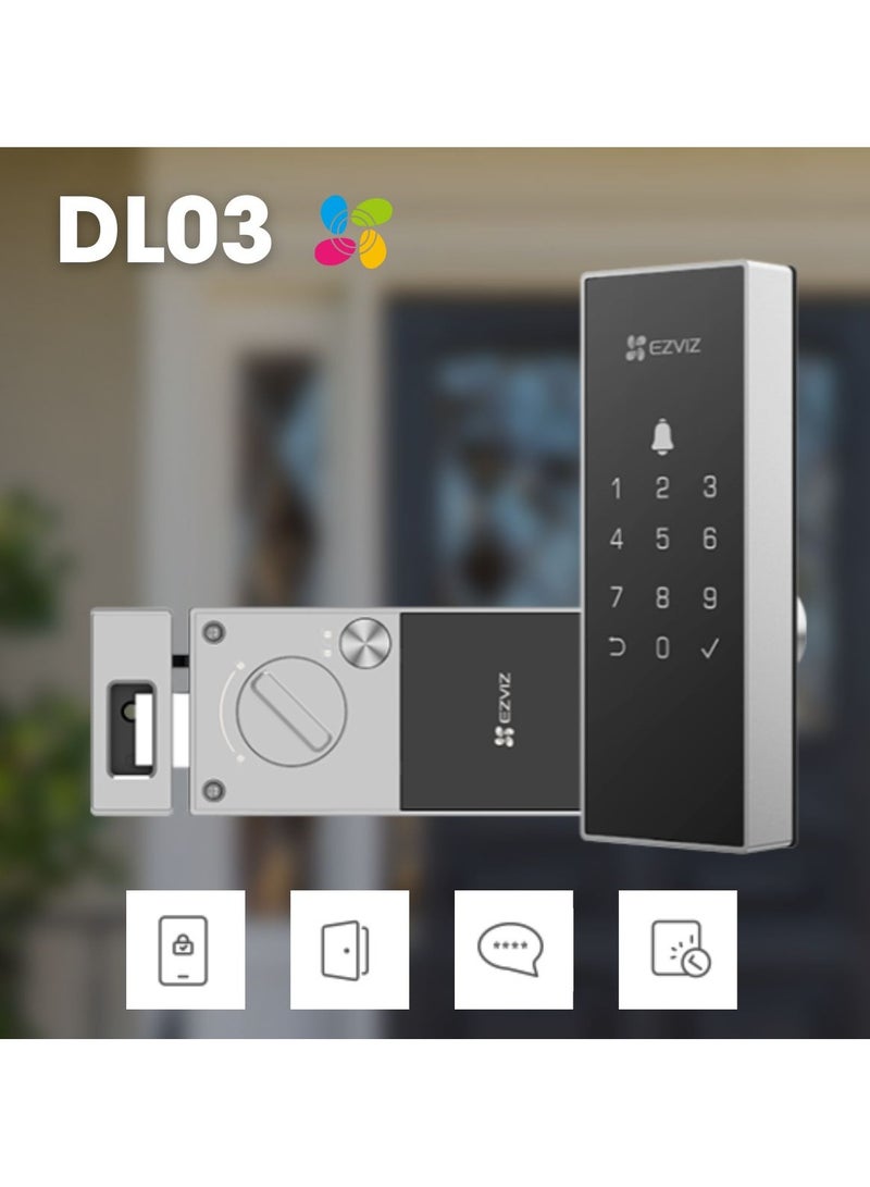 EZVIZ EZVIZ DL03 PRO Smart Rim Lock - Bluetooth & Wi-Fi Enabled, Multi-Method Keyless Entry, Remote Control, Anti-Tamper Alerts, Easy Installation  - Image 4