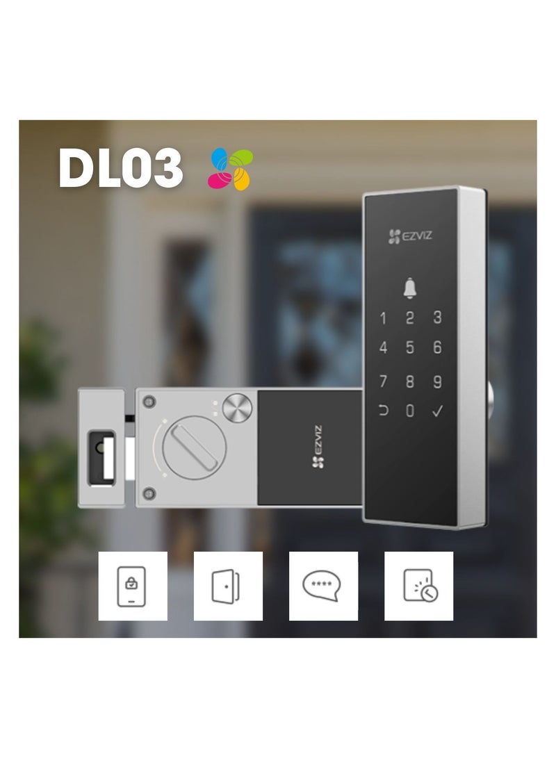 EZVIZ EZVIZ DL03 PRO Smart Rim Lock - Bluetooth & Wi-Fi Enabled, Multi-Method Keyless Entry, Remote Control, Anti-Tamper Alerts, Easy Installation  - Image 1