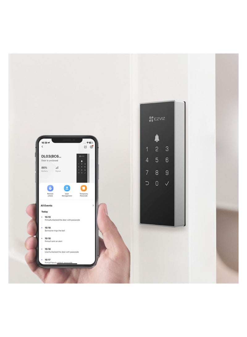 EZVIZ EZVIZ DL03 PRO Smart Rim Lock - Bluetooth & Wi-Fi Enabled, Multi-Method Keyless Entry, Remote Control, Anti-Tamper Alerts, Easy Installation  - Image 2