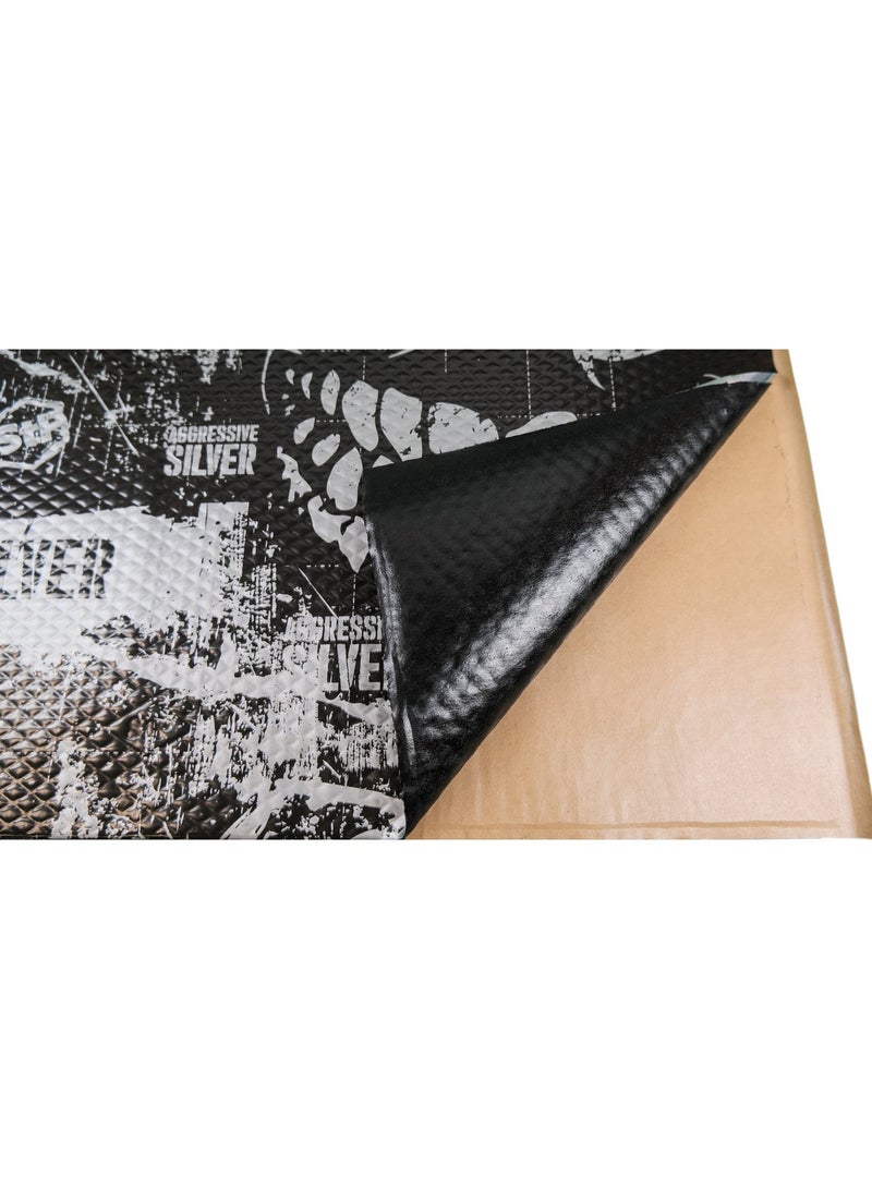 اس تي بي مادة عزل صوت السيارة الفضية العدوانية STP، 12 ورقة، 75 × 47 سم، سمك 2 مم، ذاتية اللصق من مادة البوتيل المرنة الخفيفة مع رقائق الألومنيوم / مضادة للاهتزاز وعازل للصوت