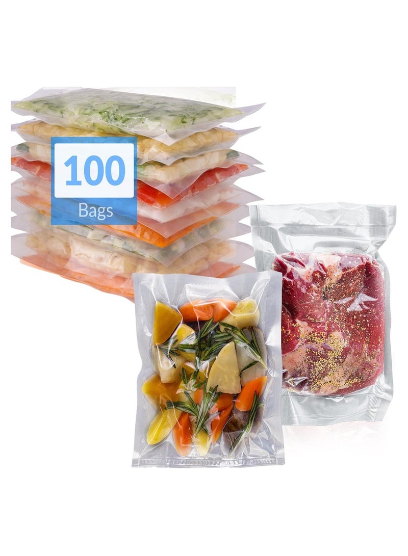 كابتن تيك Vacuum Sealer Bags, 100 Bags Pre-Cut Embossed Vacuum Bags, BPA Free Vacuum Seal Bags, Universal Design Pre-Cut Bag, for Sous Vide, Food Freezer Storage, Food Prep, Pint Size, Clear (6x10 in.) - Image 1