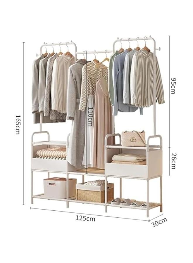 هوكور Durku Clothes Rack,Clothing Rack with Storage Bag, 3-in-1 Garment Rack, Non-woven Shelves for Shoes, Clothes Rack for Bedroom, Hallway, Entryway (Black) - Image 2