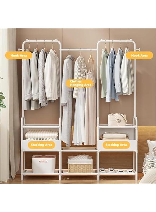 هوكور Durku Clothes Rack,Clothing Rack with Storage Bag, 3-in-1 Garment Rack, Non-woven Shelves for Shoes, Clothes Rack for Bedroom, Hallway, Entryway (Black) - Image 5