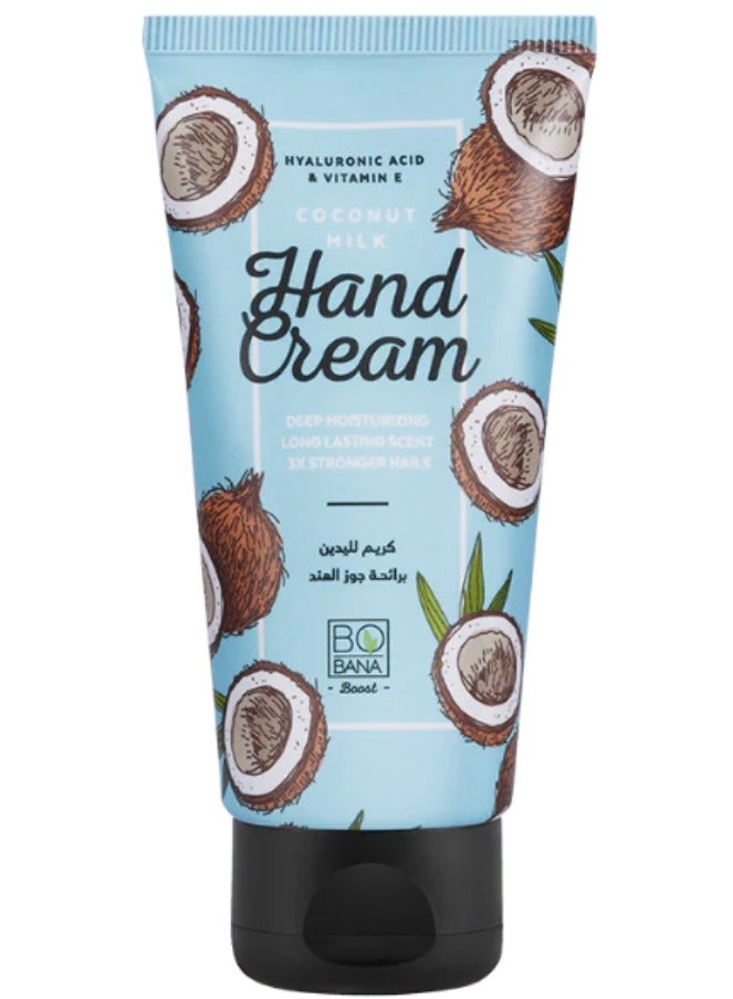 BOBANA Coconut Milk Hand Cream - Hyaluronic Acid & Vitamin E (50ml) - Intense Hydration - Image 1