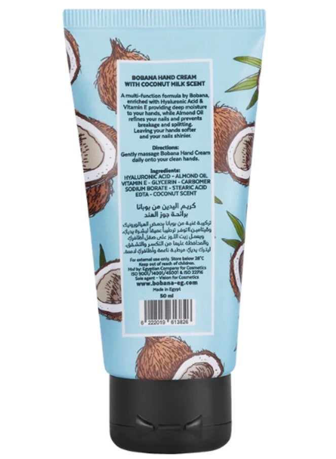 BOBANA Coconut Milk Hand Cream - Hyaluronic Acid & Vitamin E (50ml) - Intense Hydration - Image 3