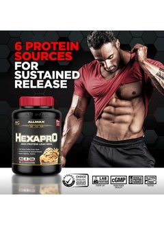 AllMax Nutrition ALLMAX HEXAPRO, Chocolate - 2 lb - 25 Grams of Protein Per Serving - 8-Hour Sustained Release - Zero Sugar - 21 Servings  - Image 2