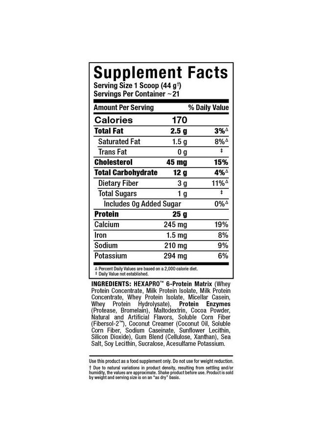 AllMax Nutrition - ALLMAX HEXAPRO, Chocolate - 2 lb - 25 Grams of Protein Per Serving - 8-Hour Sustained Release - Zero Sugar - 21 Servings - Image 1