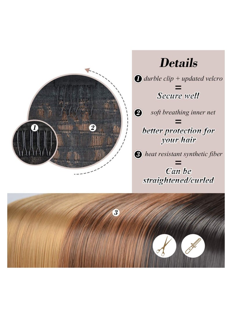 Estelle Ponytail Extension Long Straight Wrap Around Clip in Synthetic Fiber Hair for Women Golden Brown  - Image 4