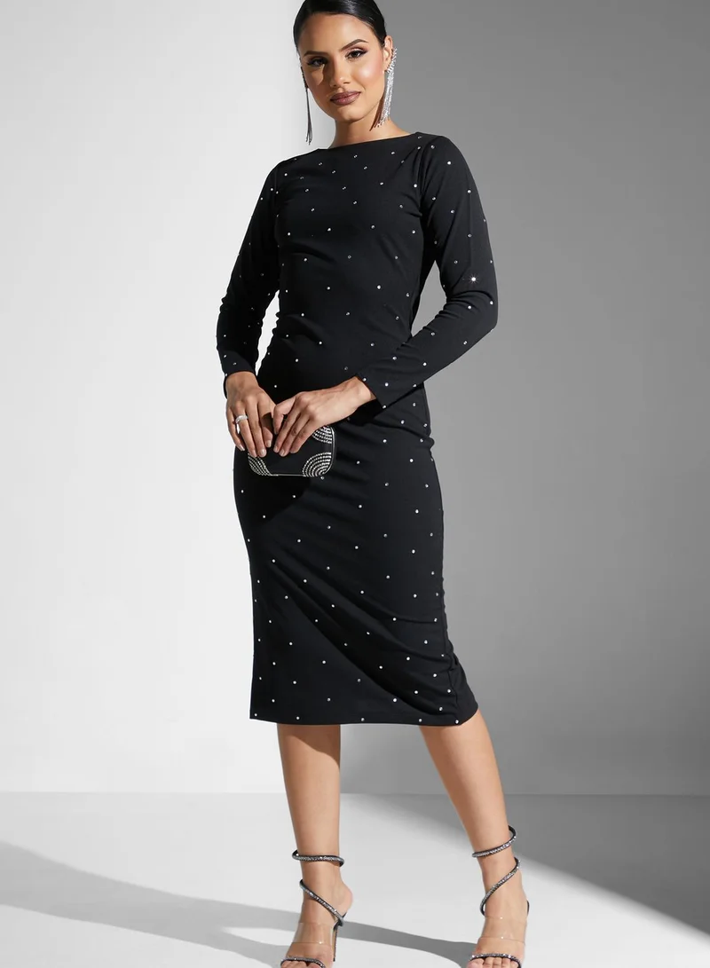 Golden Apple Zip Embellished Detail Dress