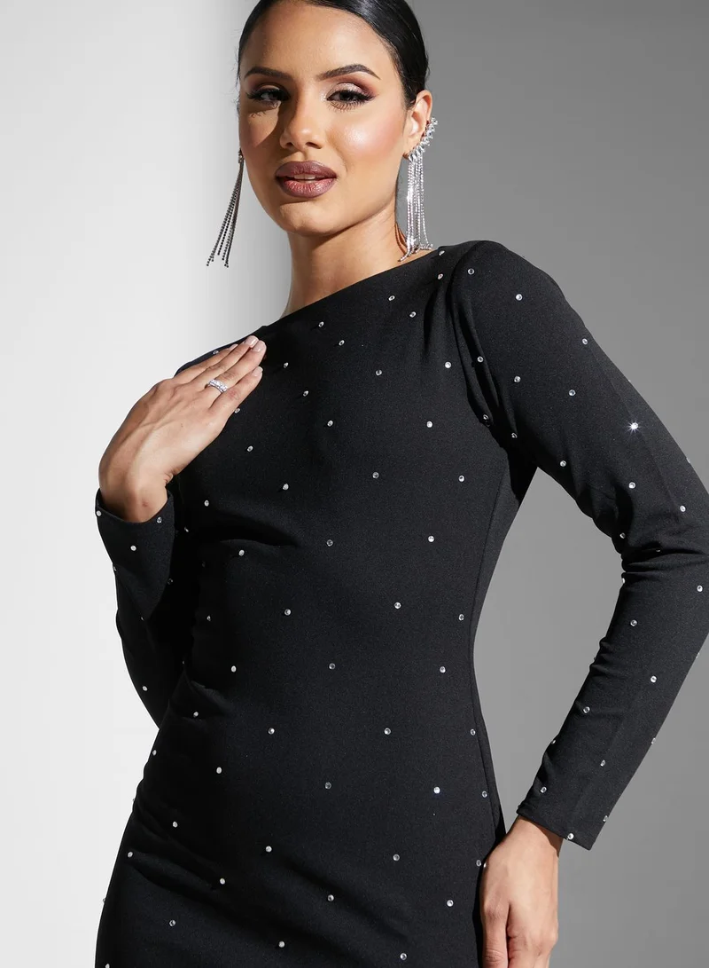 Golden Apple Zip Embellished Detail Dress