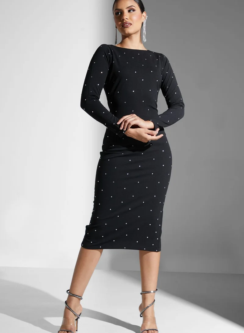 Golden Apple Zip Embellished Detail Dress