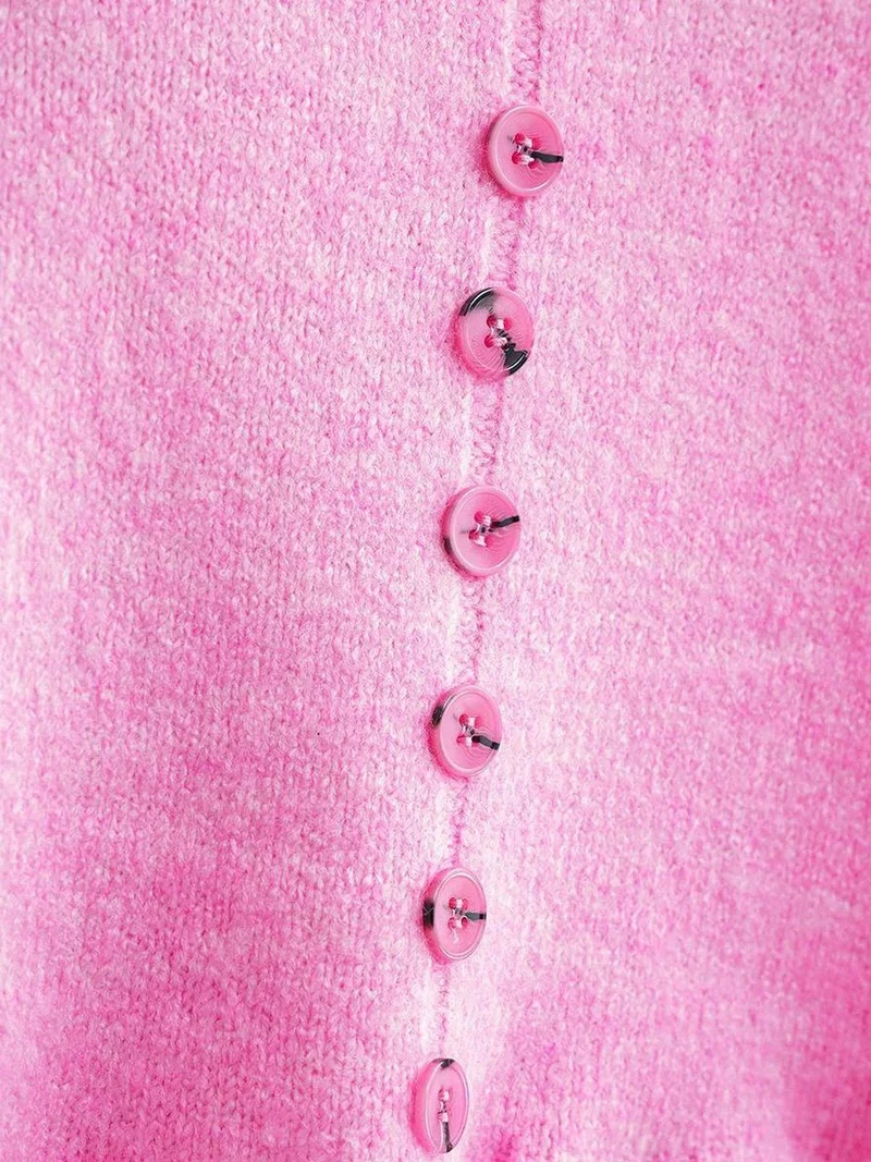 Mixray Powder Pink Mixray Lightweight V-Neck Knit Top with Button Detail for Women | Best Price UAE