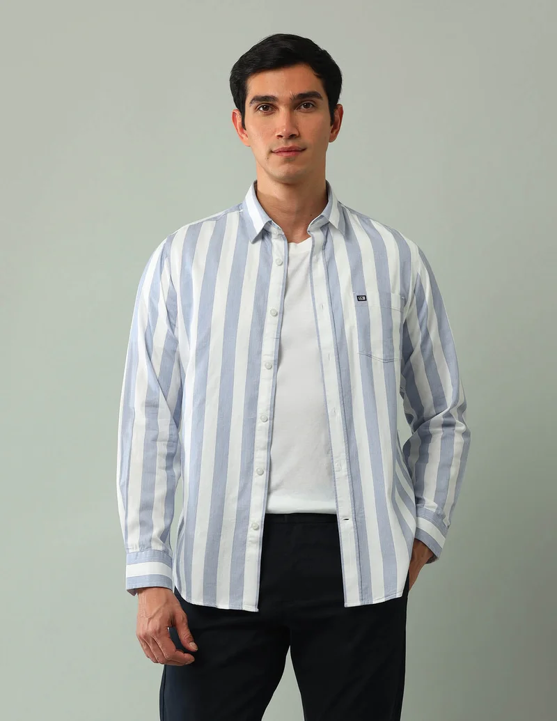 Manhattan Slim Fit Vertical Striped Shirt