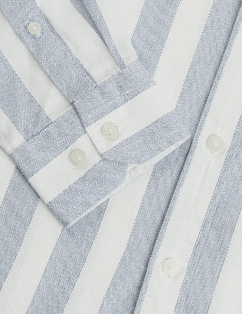 Arrow Medium Blue Manhattan Slim Fit Vertical Striped Shirt for Men | Best Price UAE