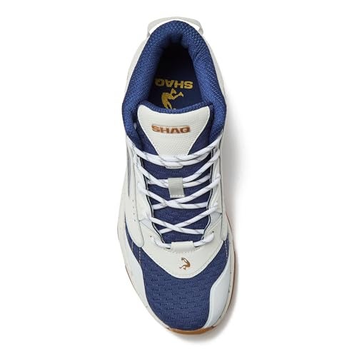 SHAQ Speed Demon 2.0 High Top Basketball Shoes for Men, Indoor or Outdoor Court Basketball Mens Sneakers - Black or White and Blue Size 8 to 13 - White/Dark Blue, 10 Medium - Image 4