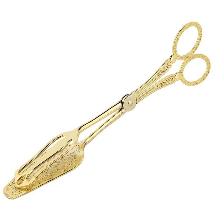 BREAD TONGS BUFFET TONGS VEGETABLE CLIPS CAKE CLAMP BUFFET CLAMPS BARBECUE TONGS KITCHEN UTENSIL FOOD SERVING TONGS SALAD TONGSGOLDEN POINTED HEAD