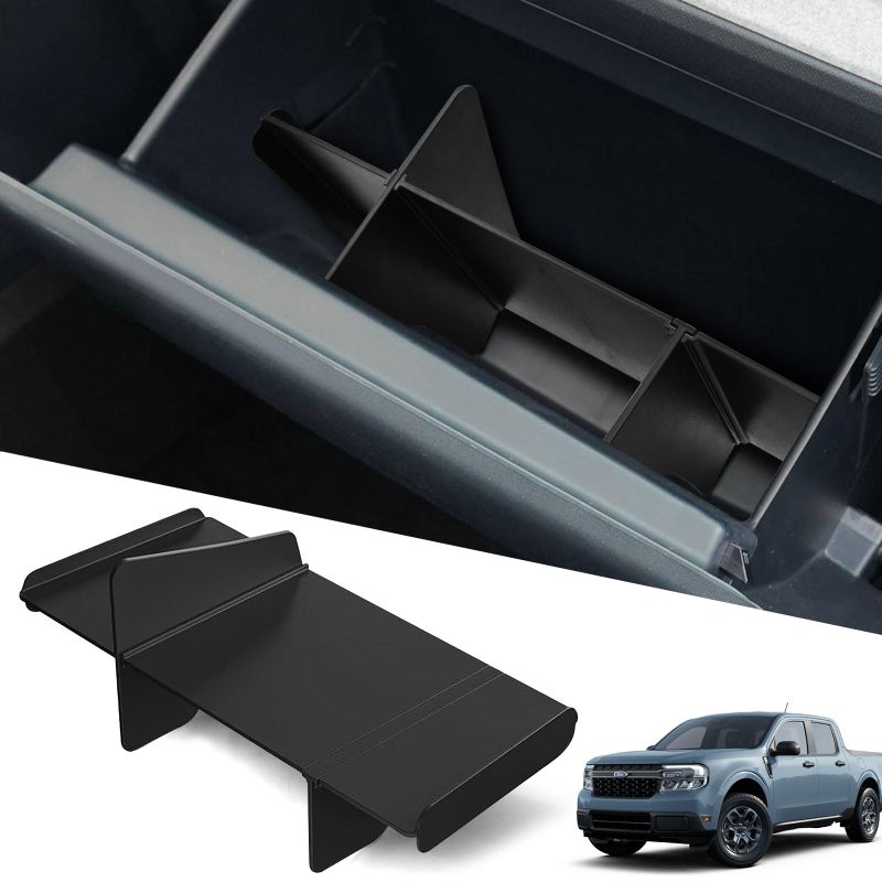 JLQP Upgrade Car Storage Organizer Fit for Ford Maverick 2026 2022-2025 Glove Box Organizers Insert Compartment Tray ABS Black Materials Dividers - Image 1