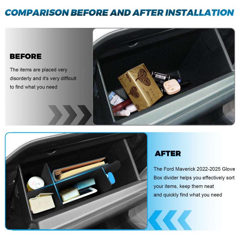 JLQP Upgrade Car Storage Organizer Fit for Ford Maverick 2026 2022-2025 Glove Box Organizers Insert Compartment Tray ABS Black Materials Dividers - Image 3