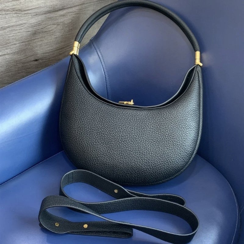 Song Single Shoulder Genuine Leather Underarm Crescent Bag - Image 2