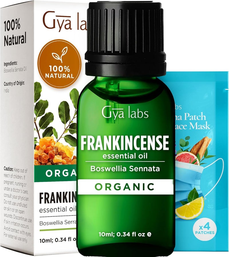 Gya Labs Organic Frankincense Essential Oil for Skin - 100% Pure Natural Organic Frankincense Oil for Face, Body Comfort & Diffuser, Natural Aromatherapy for Calming & Relaxing (0.34 Fl Oz)