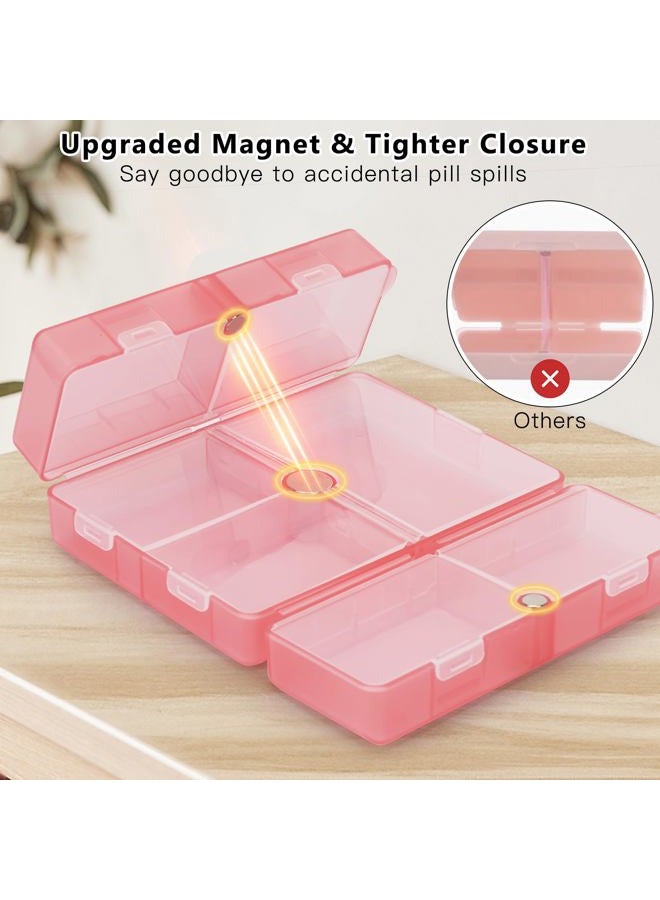 FYY Daily Pill Organizer,7 Compartments Portable Pill Case Travel Pill Organizer,[Folding Design] Large Pill Box for Purse Pocket to Hold Vitamins,Cod Liver Oil,Supplements and Medication-Clear Red - Image 4