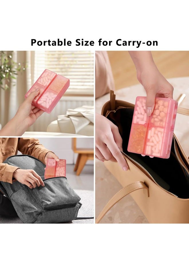 FYY Daily Pill Organizer,7 Compartments Portable Pill Case Travel Pill Organizer,[Folding Design] Large Pill Box for Purse Pocket to Hold Vitamins,Cod Liver Oil,Supplements and Medication-Clear Red - Image 3