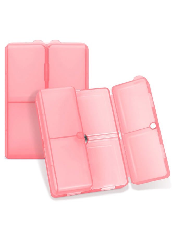 FYY Daily Pill Organizer,7 Compartments Portable Pill Case Travel Pill Organizer,[Folding Design] Large Pill Box for Purse Pocket to Hold Vitamins,Cod Liver Oil,Supplements and Medication-Clear Red - Image 1