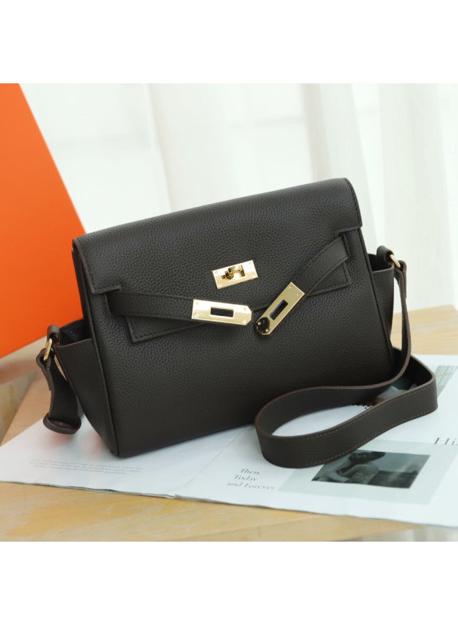 Jinlida Kelly Bag Genuine Leather Women's Bag Large Capacity First Layer Togo Cowhide Bag Retro Messenger Bag - Image 2