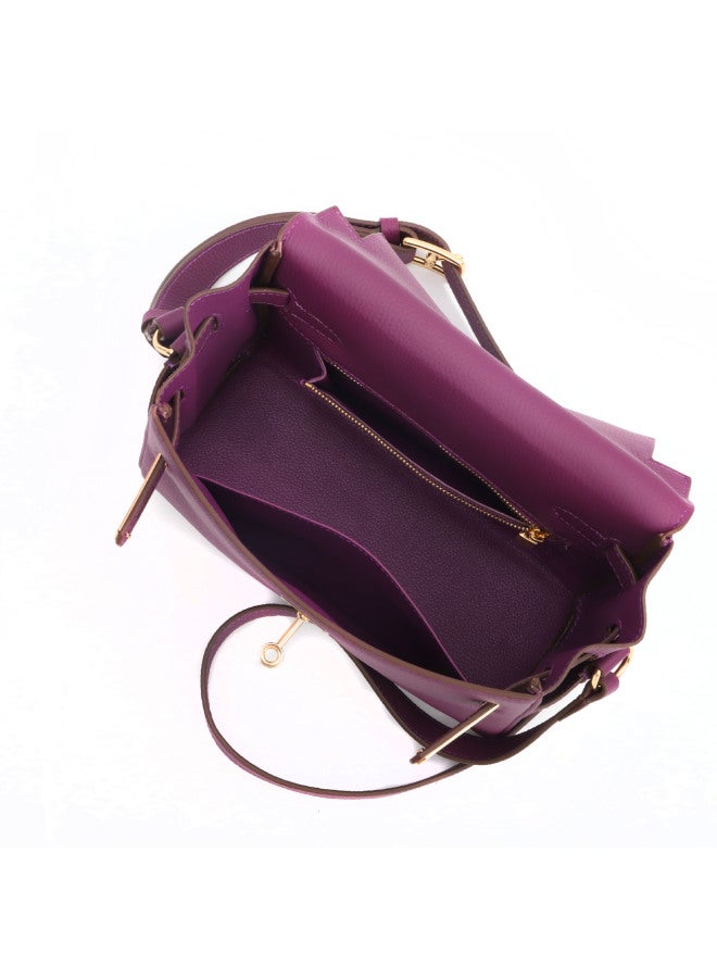 Jinlida Kelly Bag Genuine Leather Women's Bag Large Capacity First Layer Togo Cowhide Bag Retro Messenger Bag - Image 4