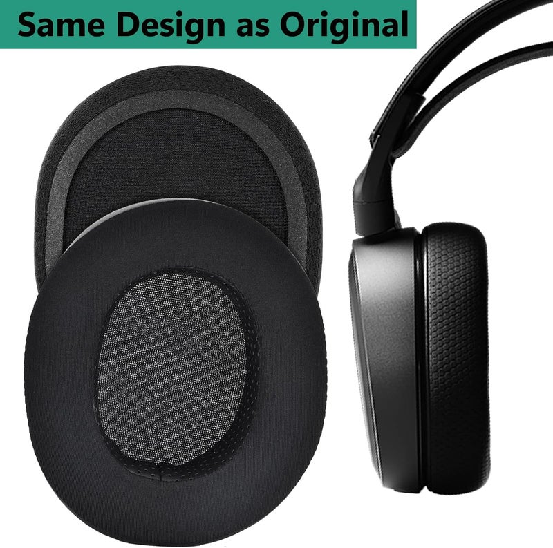 Yizhet زوج واحد من وسادات الأذن الهلامية المبردة من لسماعات SteelSeries Arctis 1/3/5/7/9X/Pro (أزرق وأبيض، جل تبريد، رغوة ذاكرة) | وسادات أذن بديلة من الجل المبرد والحرير ورغوة الذاكرة، زوج أسود - Image 4