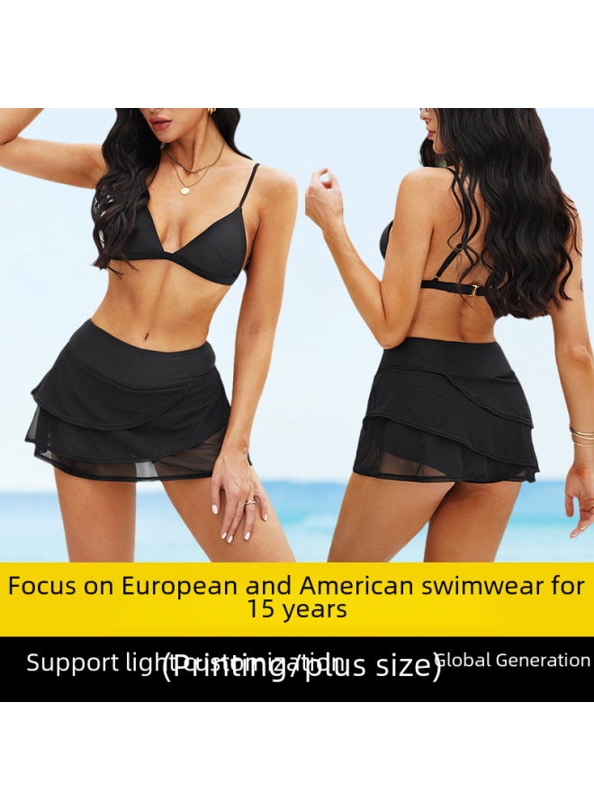 إسكدنيا سراويل سباحة صيفية كبيرة الحجم من Shiying أوروبية وأمريكية للسيدات ربيع حار محافظ تنورة سباحة سراويل تنورة الشاطئ بقعة بالجملة-اللون: أبيض- - Image 2