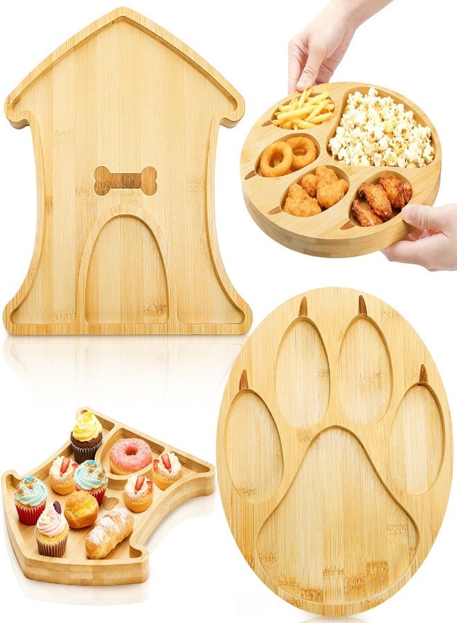 Nagpew 2 Pieces Dog Charcuterie Board, Cute Shaped Bamboo Serving Tray, Divided Dog Patrol Birthday Party Plate Candy Bowl for Housewarming, Party, New Year - Image 1