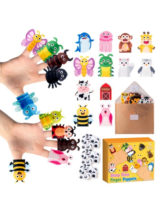 WATINC مجموعة دمى أصابع من فلت WATINC مكونة من 5 - دمى تعليمية لألعاب السرد القصصي مع الأرقام، ألعاب فلت تعليمية للسرد القصصي جوائز صفية هدايا حفلات للأطفال (حيوانات) - Image 1