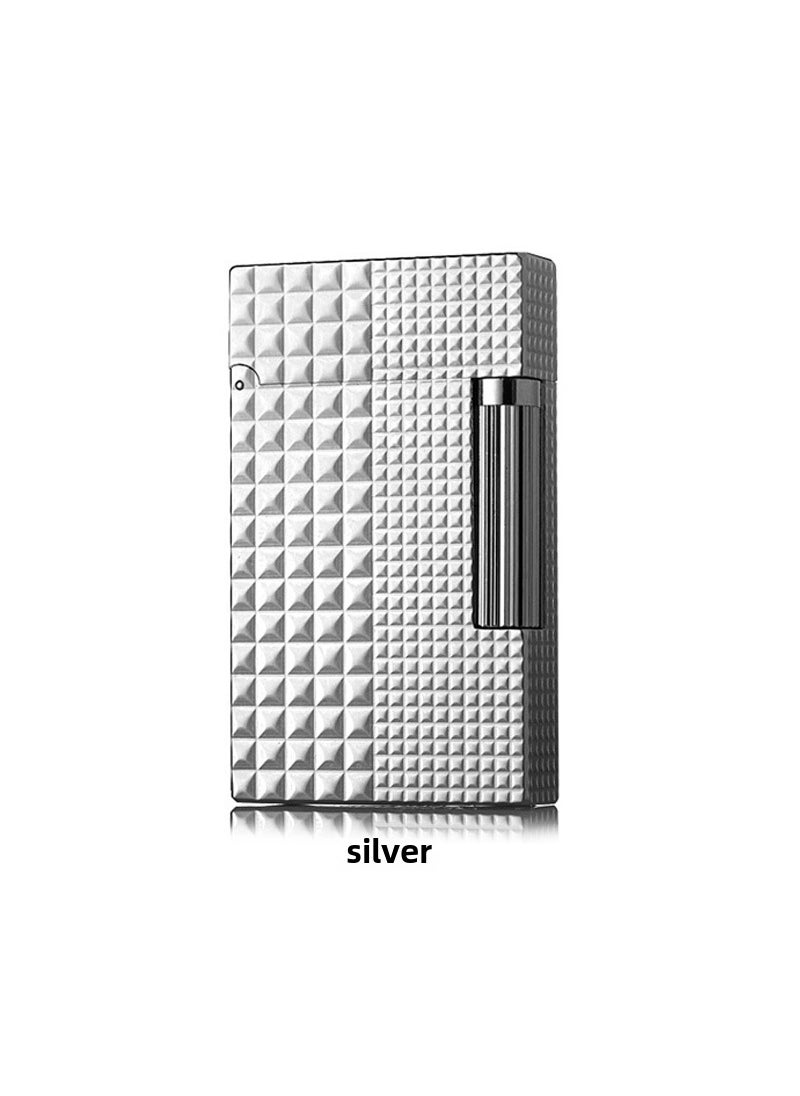 Generic Retro Flint Lighter Slim Inflatable Unique Sand Wheel SJ0-021AS silver 