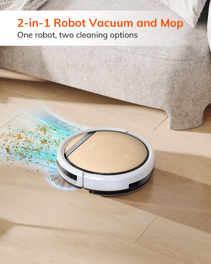 ILIFE V5s Plus Robot Vacuum and Mop Combo with Wi-Fi/App/Alexa, Automatic Self-Charging Robotic Vacuum Cleaner, Slim and Quiet, Cleans Hard Floors Carpets and Pet Hair (V5s Pro Upgrade Version) - Image 5
