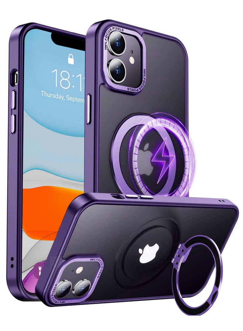 TEAM LUXURY iPhone 11 Magnetic Case with Invisible Stand, Compatible with MagSafe Shockproof Protection Cover, Translucent Matte Slim Phone Case with Magnet for Apple 11 (2019)(Purple)  - Image 1