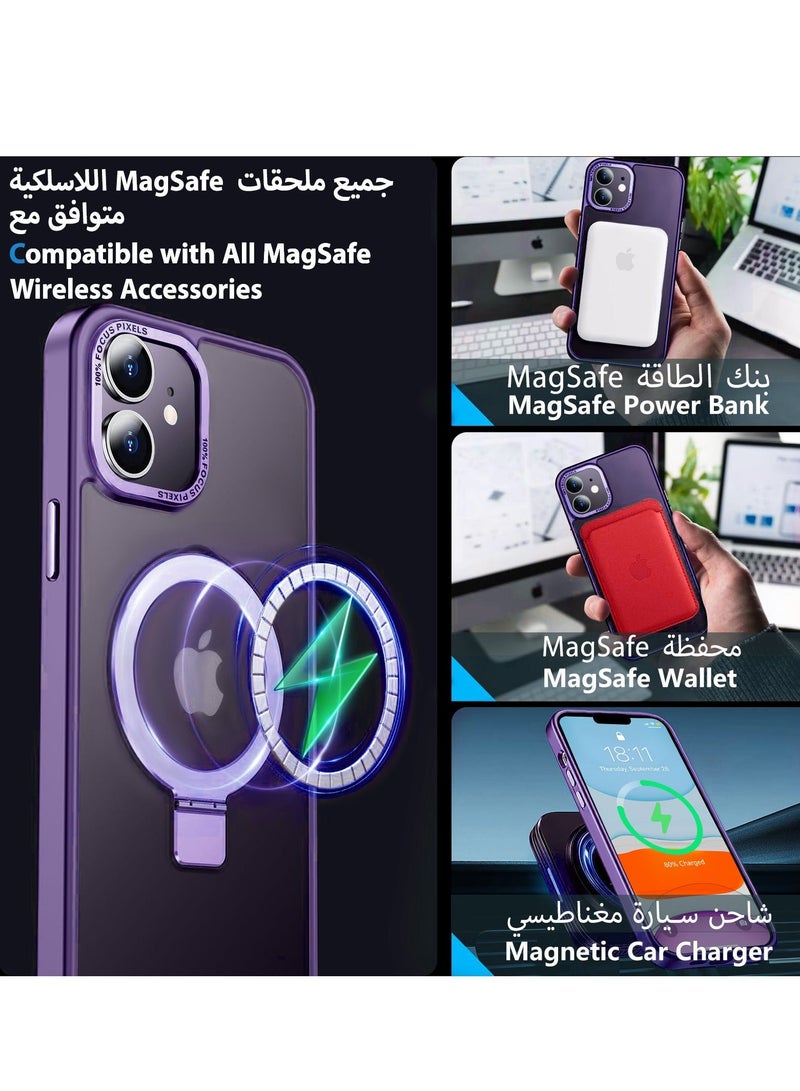 TEAM LUXURY iPhone 11 Magnetic Case with Invisible Stand, Compatible with MagSafe Shockproof Protection Cover, Translucent Matte Slim Phone Case with Magnet for Apple 11 (2019)(Purple)  - Image 2
