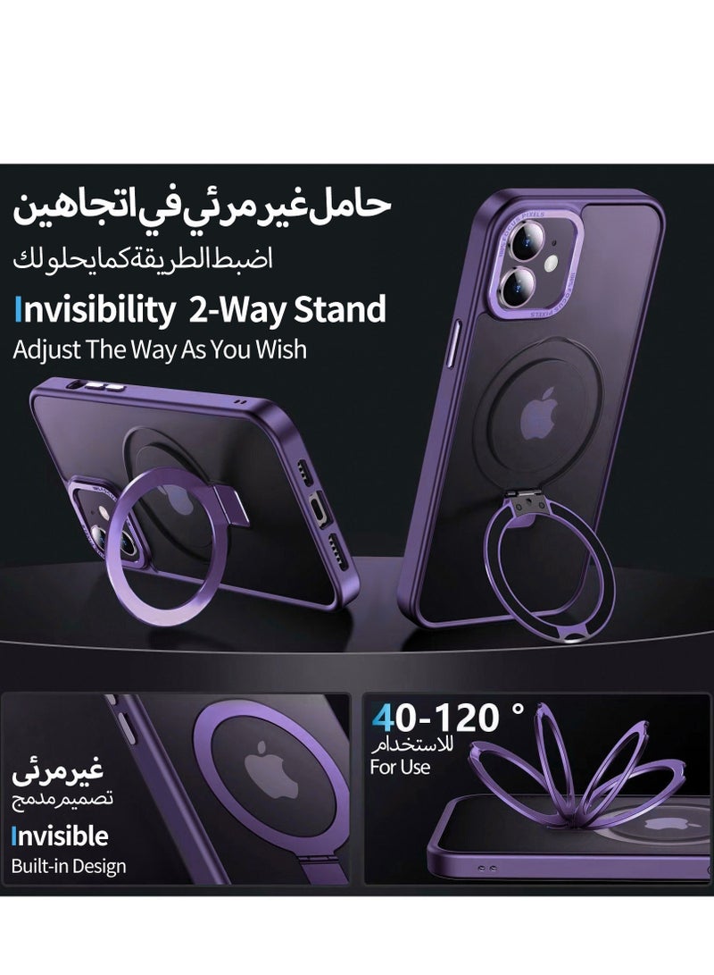 TEAM LUXURY iPhone 11 Magnetic Case with Invisible Stand, Compatible with MagSafe Shockproof Protection Cover, Translucent Matte Slim Phone Case with Magnet for Apple 11 (2019)(Purple)  - Image 5