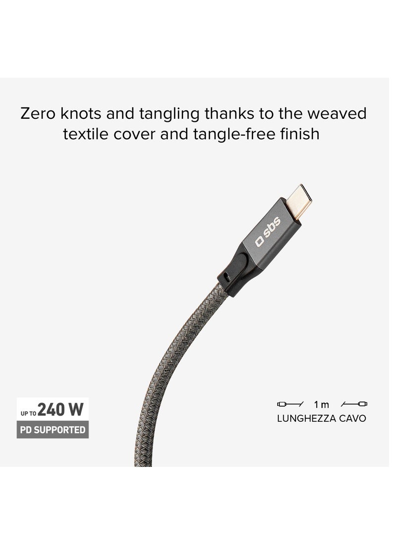 SBS كابل PD من USB-C إلى USB-C 240 واط كابل بيانات وشحن مع تشغيل الفيديو مناسب لأجهزة Apple وSamsung وHuawei وXiaomi وLG وغيرها - Image 3