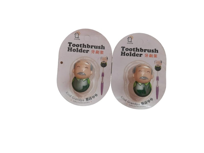 GeekGoodies GeekGoodies Old Man Toothbrush Holder - Automatic Lock/Unlock - Set of 2 - Image 1