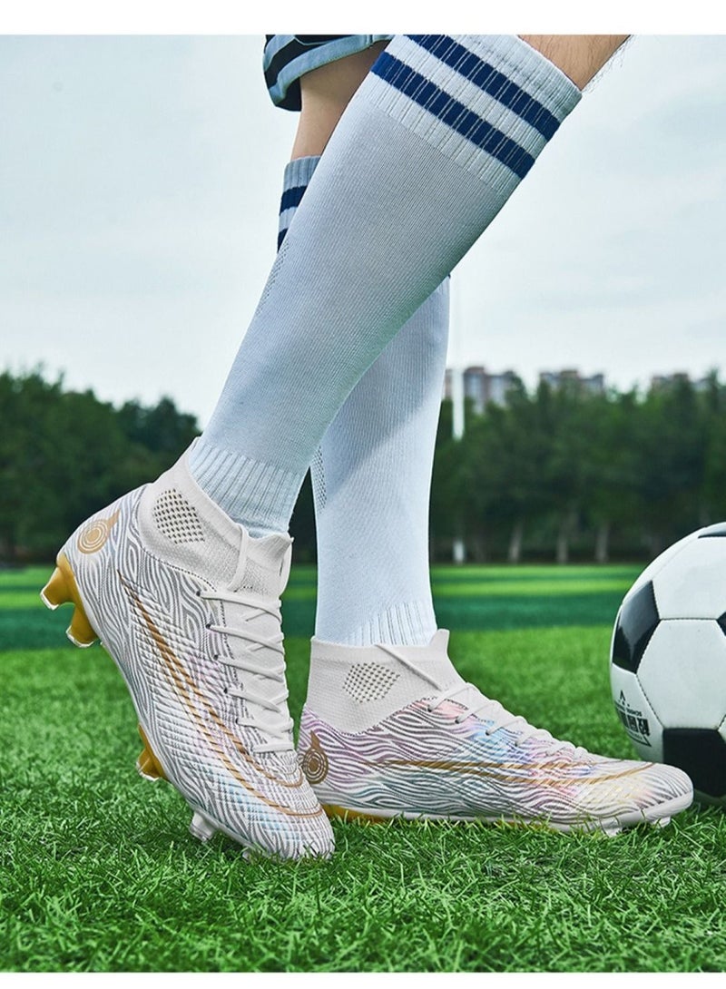 Loquat High-Top Cleats Competition Sports Football Shoes White - Image 2